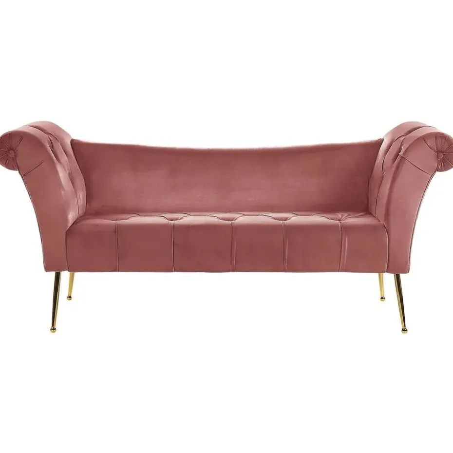 NANTILLY - Chaise longue - Roze - Symmetrisch - Fluweel