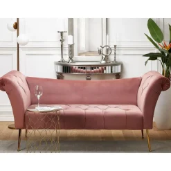 NANTILLY - Chaise longue - Roze - Symmetrisch - Fluweel