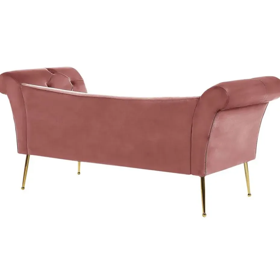 NANTILLY - Chaise longue - Roze - Symmetrisch - Fluweel