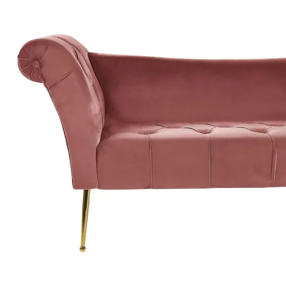 NANTILLY - Chaise longue - Roze - Symmetrisch - Fluweel