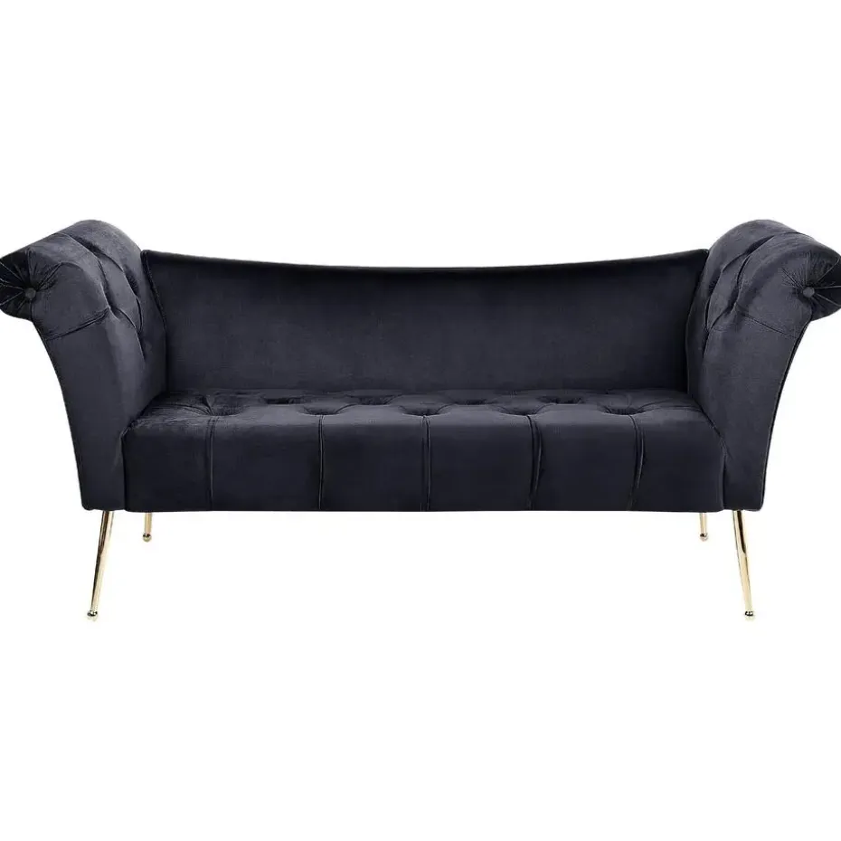 NANTILLY - Chaise longue - Zwart - Fluweel