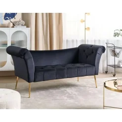 NANTILLY - Chaise longue - Zwart - Fluweel