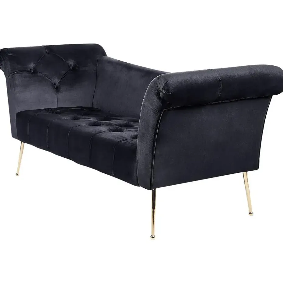 NANTILLY - Chaise longue - Zwart - Fluweel