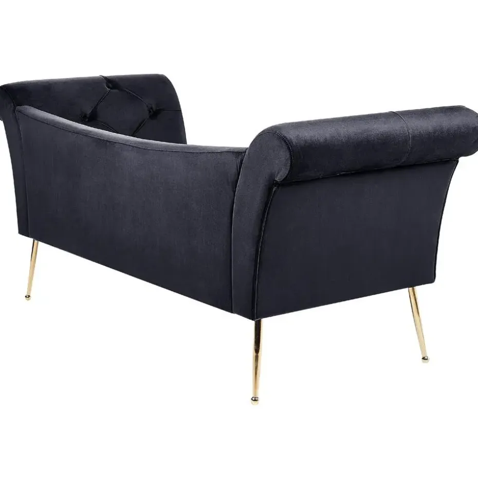NANTILLY - Chaise longue - Zwart - Fluweel