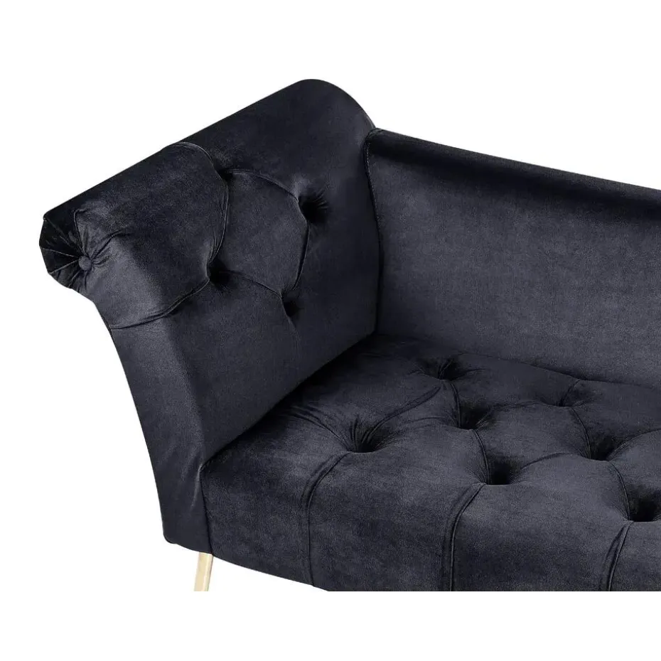NANTILLY - Chaise longue - Zwart - Fluweel