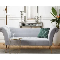 NANTILLY - Chaise longue - Grijs - Symmetrisch - Fluweel