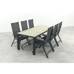 Napoli/Nola verstelbare tuinset 210x90 cm. - Antraciet/Houtlook