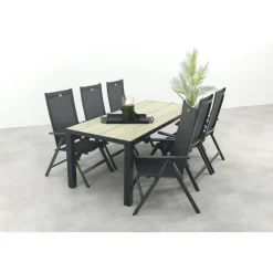 Napoli/Nola verstelbare tuinset 210x90 cm. - Antraciet/Houtlook