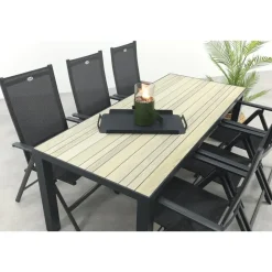 Napoli/Nola verstelbare tuinset 210x90 cm. - Antraciet/Houtlook