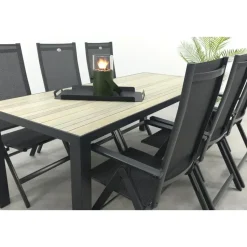 Napoli/Nola verstelbare tuinset 210x90 cm. - Antraciet/Houtlook