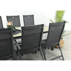 Napoli/Nola verstelbare tuinset 210x90 cm. - Antraciet/Houtlook