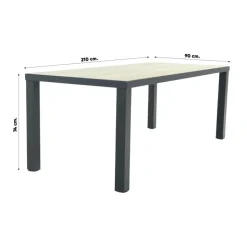 Napoli/Nola verstelbare tuinset 210x90 cm. - Antraciet/Houtlook