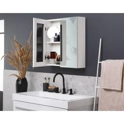 NAVARRA - Badkamermeubel - Wit/Zilver - Multiplex