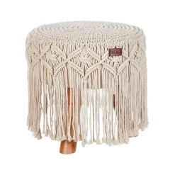 NAWABAD - Poef - Beige - 40 x 40 x 50 cm - Katoen