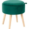 NEELY - Hocker met opbergruimte - Smaragdgroen - Fluweel