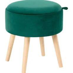 NEELY - Hocker met opbergruimte - Smaragdgroen - Fluweel