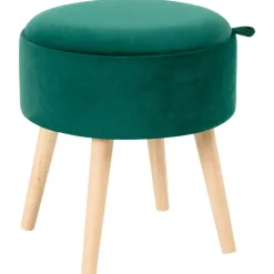 NEELY - Hocker met opbergruimte - Smaragdgroen - Fluweel