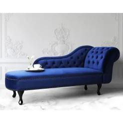 NIMES - Chaise longue - Blauw - Rechterzijde - Fluweel