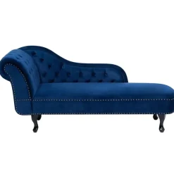 NIMES - Chaise longue - Blauw - Linkerzijde - Fluweel