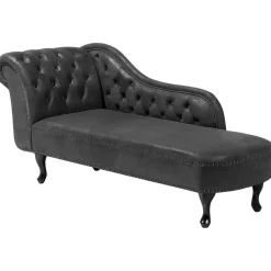 NIMES - Chaise longue - Grijs - Linkerzijde - Kunstleer
