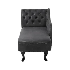 NIMES - Chaise longue - Grijs - Linkerzijde - Kunstleer