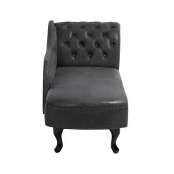 NIMES - Chaise longue - Grijs - Rechterzijde - Kunstsuède