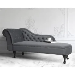 NIMES - Chaise longue - Grijs - Linkerzijde - Fluweel