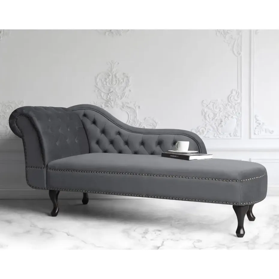 NIMES - Chaise longue - Grijs - Linkerzijde - Fluweel