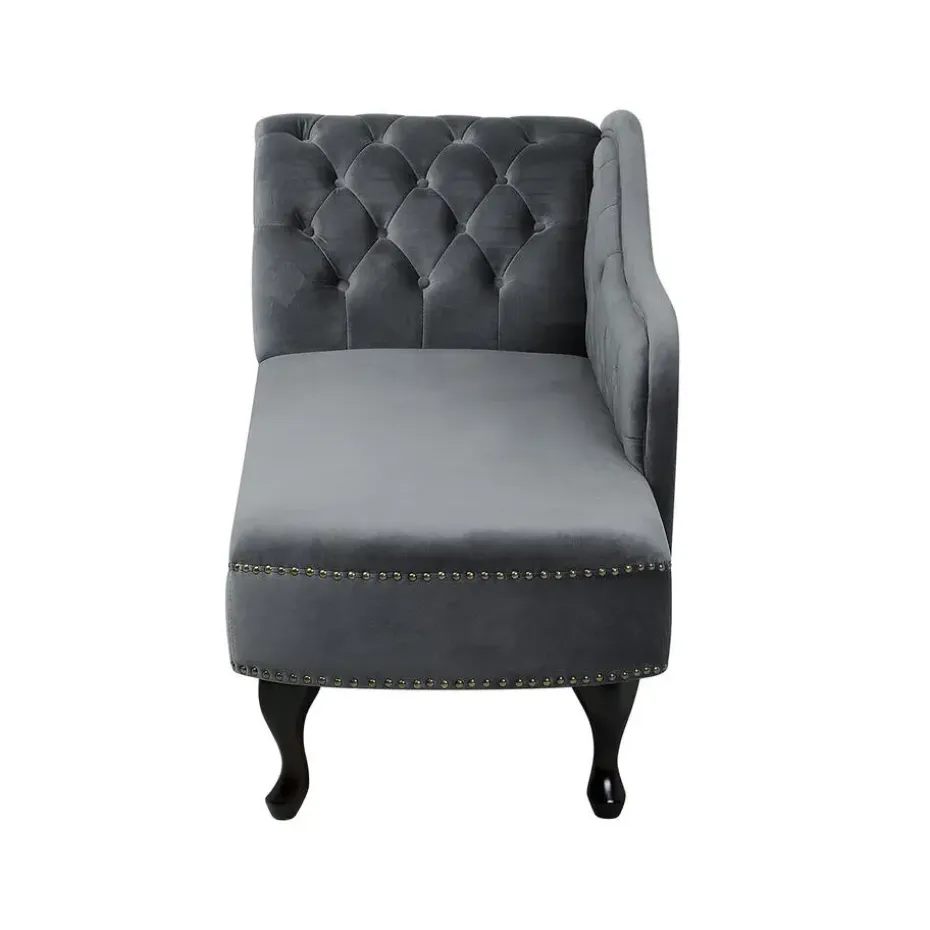 NIMES - Chaise longue - Grijs - Linkerzijde - Fluweel