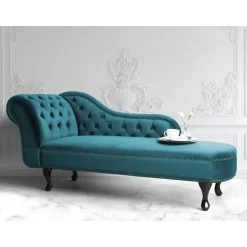 NIMES - Chaise longue - Groen Blauw - Linkerzijde - Fluweel