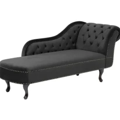 NIMES - Chaise longue - Zwart - Rechterzijde - Fluweel