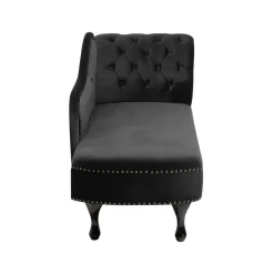 NIMES - Chaise longue - Zwart - Rechterzijde - Fluweel