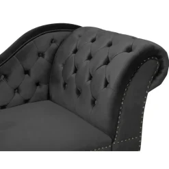 NIMES - Chaise longue - Zwart - Rechterzijde - Fluweel