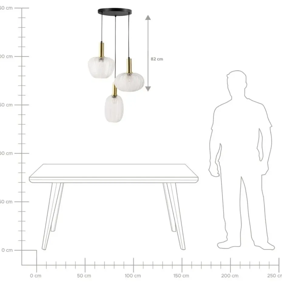 NJORO - Hanglamp met 3 lichten - Transparant - Glas