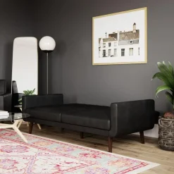 Nola - Slaapbank 3 zits in kunstleer Zwart