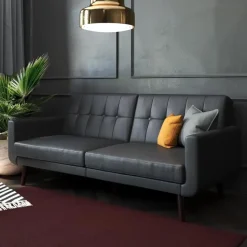 Nola - Slaapbank 3 zits in kunstleer Zwart