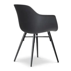 Nolon Nena-Puk Eetkamerstoel Zwart - Armleuning - Zwarte Houten Poten