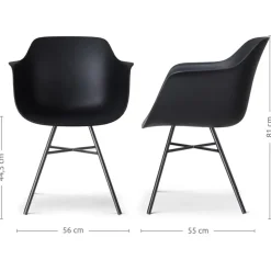 Nolon Noa-Puk Kunststof Tuinstoel Zwart - Zwart Onderstel