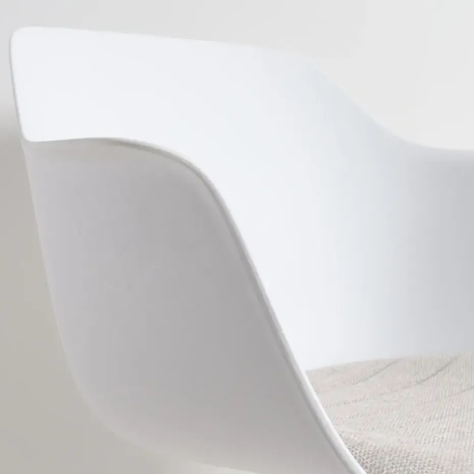 Nolon Nout-Liz Bureaustoel Wit - Beige Kussen - Wit Onderstel