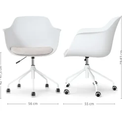 Nolon Nout-Liz Bureaustoel Wit - Beige Kussen - Wit Onderstel