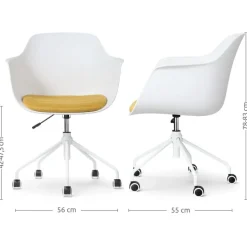 Nolon Nout-Liz Bureaustoel Wit - Okergeel Kussen - Wit Onderstel