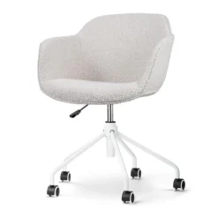 Nolon Nout-Mare Bureaustoel Bouclé Beige - Armleuning - Wit