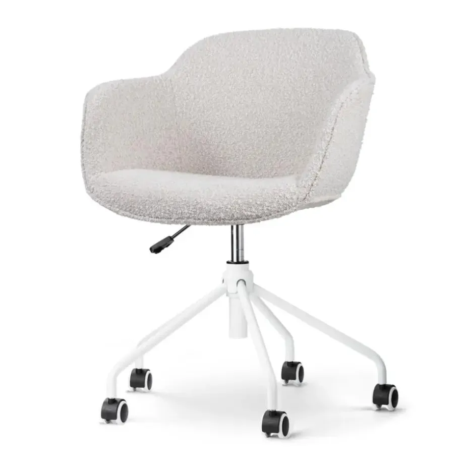 Nolon Nout-Mare Bureaustoel Bouclé Beige - Armleuning - Wit