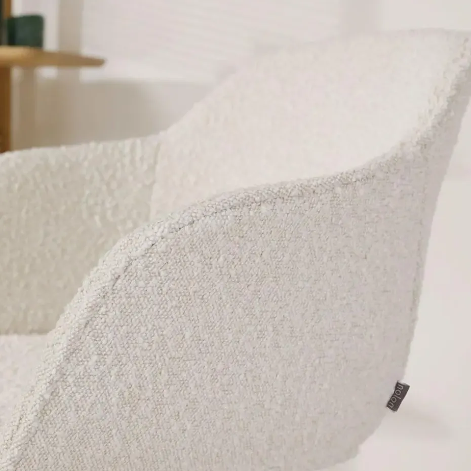 Nolon Nout-Mare Bureaustoel Bouclé Beige - Armleuning - Wit