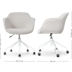 Nolon Nout-Mare Bureaustoel Bouclé Beige - Armleuning - Wit