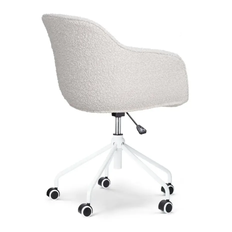 Nolon Nout-Mare Bureaustoel Bouclé Beige - Armleuning - Wit