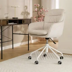 Nolon Nout-Mia Bureaustoel Beige - met Armleuning - Wit