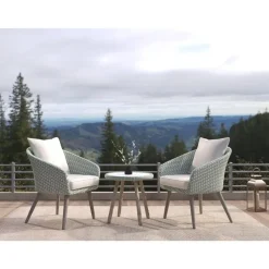 Nordic Home - Seth bistro set wicker - grijs/hout