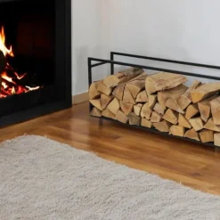 Nordix Houtrek Haardhout Opslag Binnen en Buiten Brandhout Rek Zwart 100x25x40cm