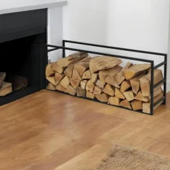 Nordix Houtrek Haardhout Opslag Binnen en Buiten Brandhout Rek Zwart 100x25x40cm